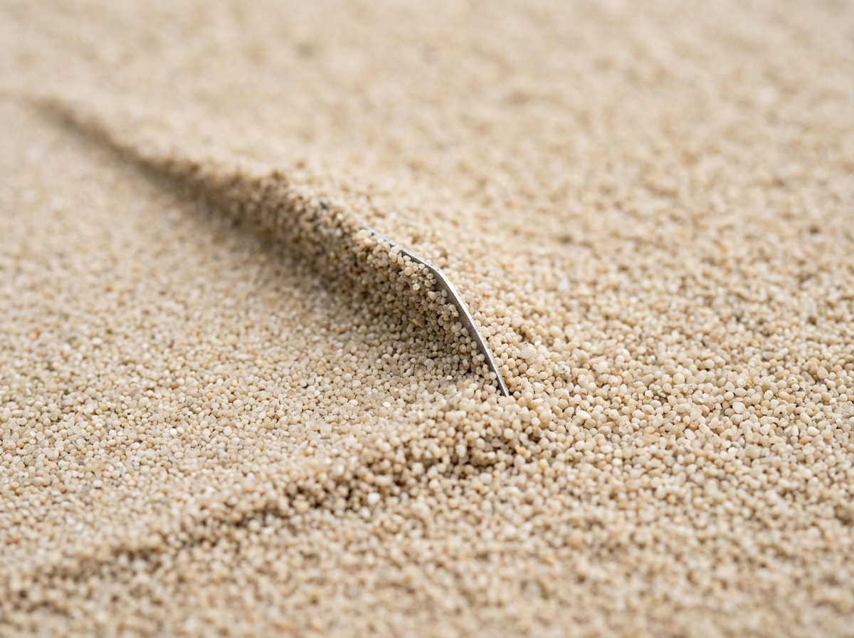 Close-up of fine masonry sand with smooth uniform grains for mortar