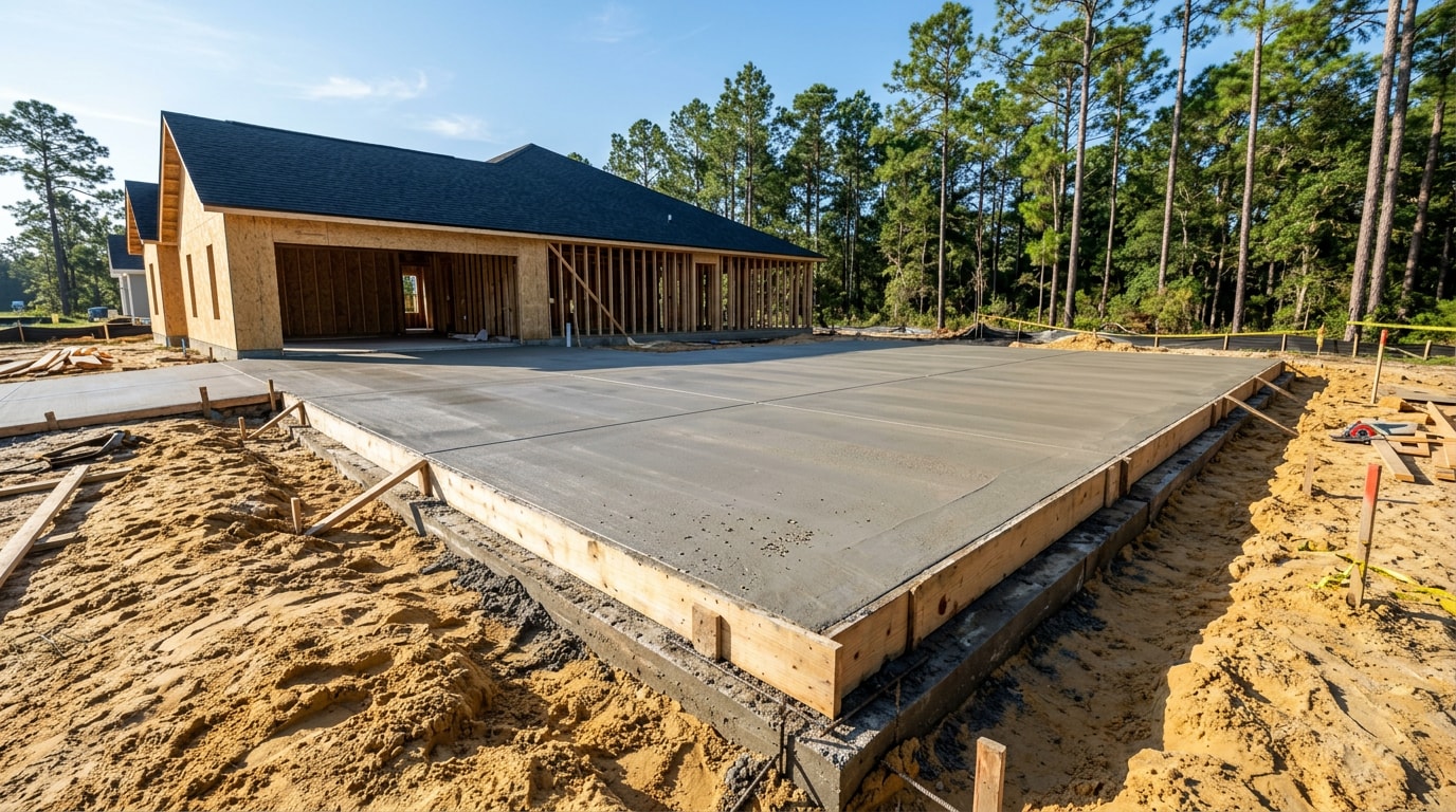 Finished reinforced structural concrete slab for a garage in Milton, FL