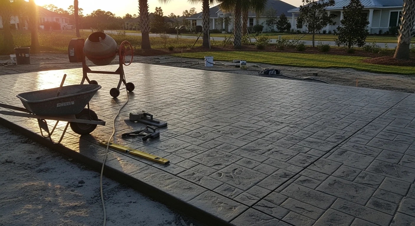 Professional concrete driveway and patio installation in Gulf Breeze